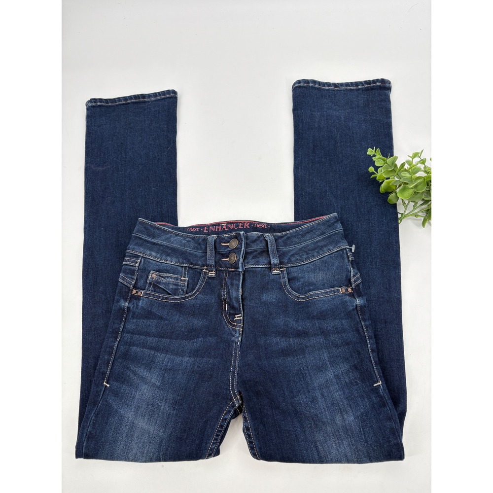 Next Uk Enhancer Bootcut Slimming Stretch Jeans Mid-Rise‎ Dark Blue Size 0